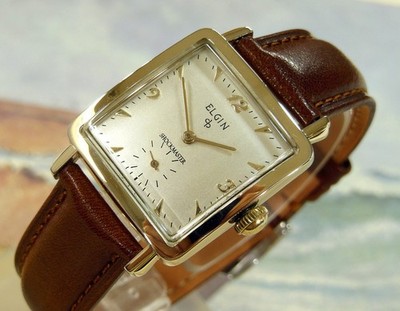 1950's Vintage ELGIN SHOCKMASTER, Stunning Silver Dial, Serviced