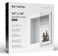 EZ-Niches EZ-LSN Square Tile Ready Shower Wall Recessed Shelf Niche - 14" x 14"