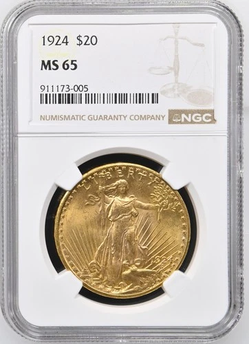 1924 SAINT-GAUDENS $20 GOLD DOUBLE EAGLE NGC MS 65 Re-Holder with Photo Vision