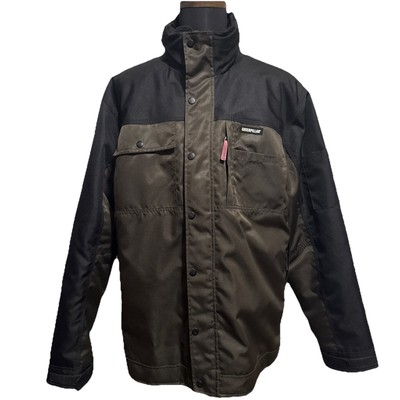 Caterpillar CAT Heavy Insulated Twill Jacket Mens XXL Black & OD Green Hooded