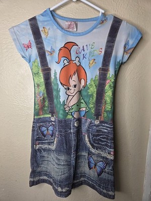 Cave Kids The Flintstones Dress Girls Pebbles Stretch Retro Style 
