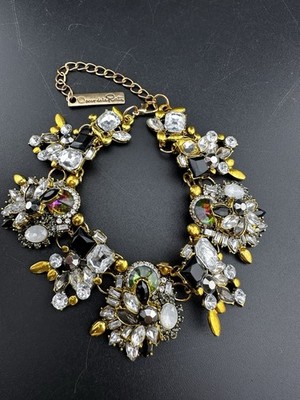 Oscar De La Renta Garden Party Cocktail Rhinestone Goldtone Bracelet, GORGEOUS!!