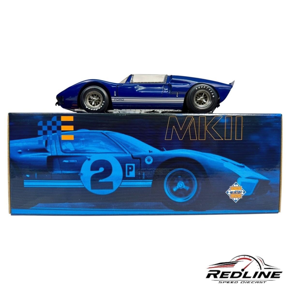 🏁Exoto 1:18 1966 Ford GT40 Mk II Roadster X‑1 Blue 1:18 READ