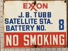 Vintage Porcelain Oil Field Sign - Exxon JB Tubb Satellite Sta Battery No 8