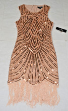 Lulus Dress Size XS Full Glam Rose Gold Sequin Fringe Mini Dress NWT