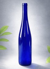Cobalt Blue Glass Wine Bottle Small 10.75" Tall, Home Brew, New Ready to Use