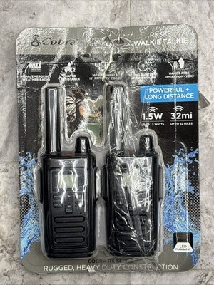 #Cobra RX385 32 Mile Range Walkie Talkie - Black, Pair
