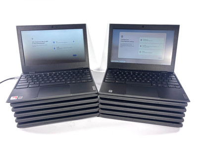 LOT OF 12: Lenovo Chromebook 100e 2nd Gen - Intel or AMD CPU, 4GB RAM, 32GB eMMC