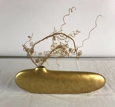 vintage Jaru Gold Color Vase Harris Marcus Group, Inc. 15" x 5" x 2.25" Art