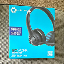JLab Go Work Black On-Ear Wireless Headset Bluetooth Multipoint Boom Mic