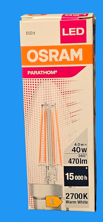 2 x B22d Classic B40 4w = 40w LED 2700k Osram Ledvance Parathom Candle Bulb Lamp