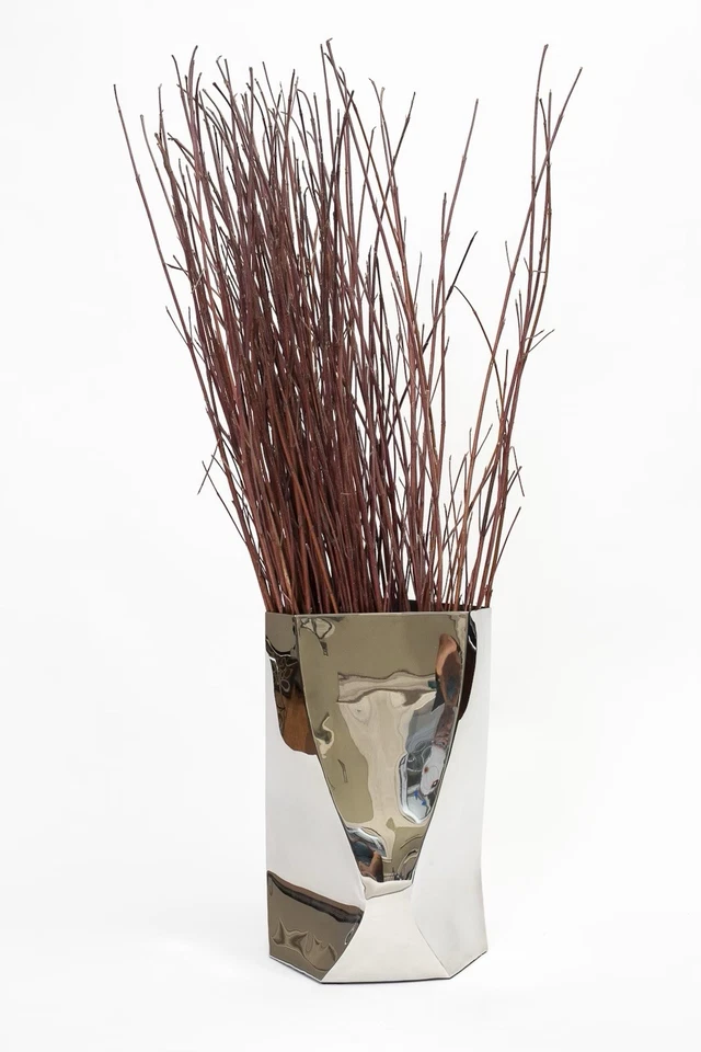 Jarrón/cesta de basura Michael Aram vintage de metal hecho a mano - pieza de diseñador rara Foto 3 de 4