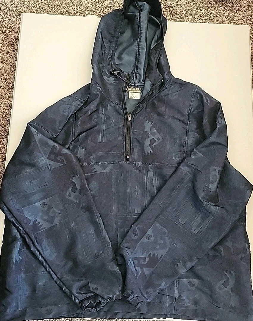 Vintage Raincoat Windbreaker Wasatch Clothing Jacket Navy Large Made In USA