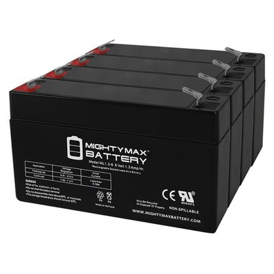 Mighty Max 4 Pack - BATTERY 6V 1.2AH DEX ALARMS BATTERY ELIMINATOR EACH