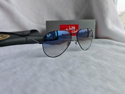 Ray Ban Aviator RB3026 Sunglasses 62mm Blue Gradient Lens/Black Frame