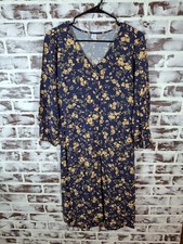 Old Navy Petite Medium Dress Knee Length Blue Floral Long Sleeves