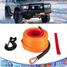 3/8"x100ft Synthetic Winch Rope 22046lbs Recovery Cable Winch Line Truck SUV