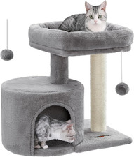 Cat Tree Tower with Sisal Scratching Post, Cat Condo with Padded Perch, for Smal
