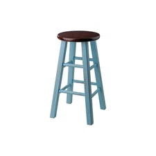 Winsome Ivy Counter Stool, Rustic Light Blue and Walnut