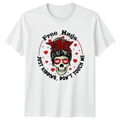 Free Hugs Just Kidding DONT Damen T-Shirt Introvertiert Sassy Skull