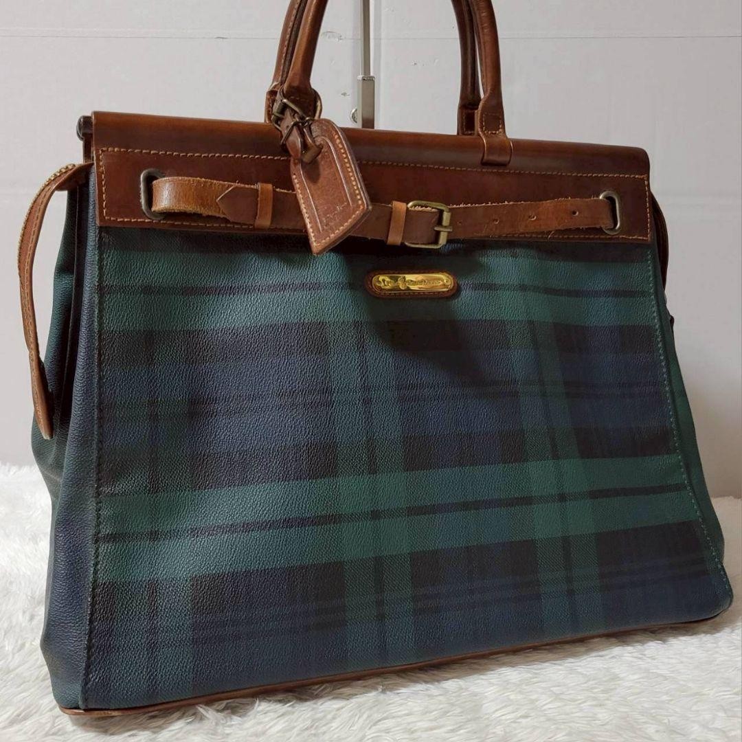 POLO RALPH LAUREN Leather PVC Boston Bag Green Doctor Travel Vintage From Japan