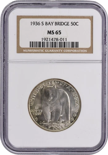 Bay Bridge Commemorative Silver Half Dollar 1936-S MS65 NGC
