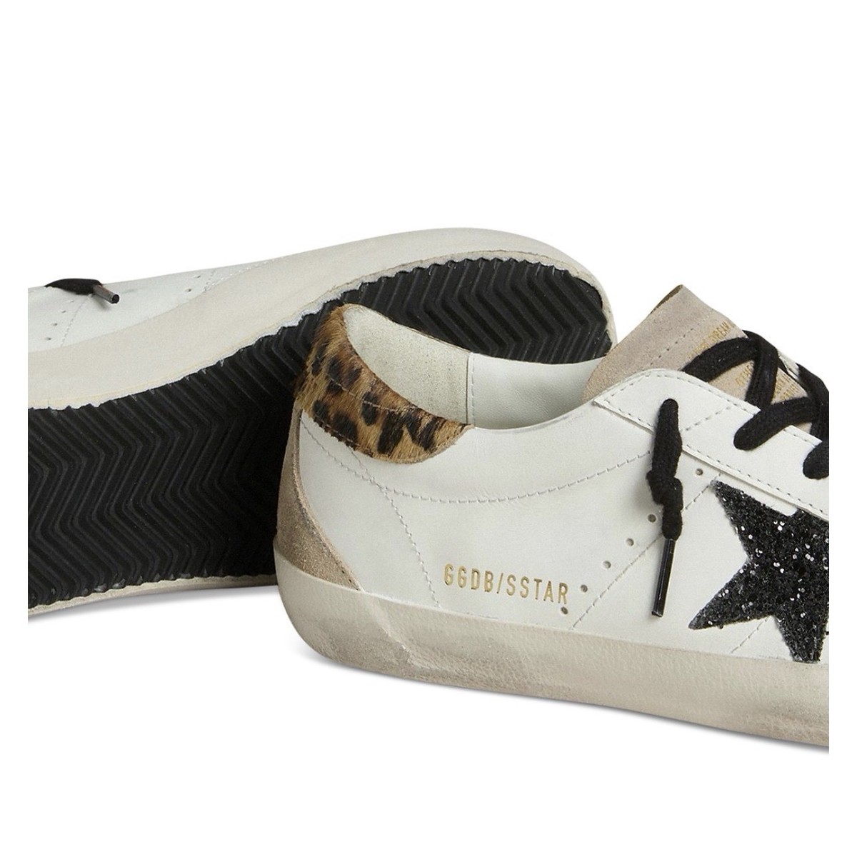 Golden Goose Superstar Sneakers White Black Glitter Leopard, NIB