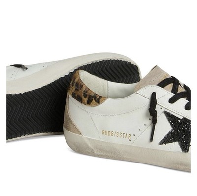 Golden Goose Superstar Sneakers White Black Glitter Leopard, NIB