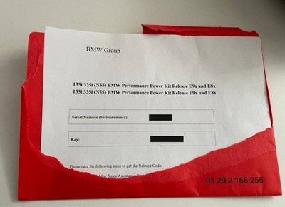 BMW Performance Power Kit Release E9X und E8X 11122219489 ''CODE AKTIVIERUNG''