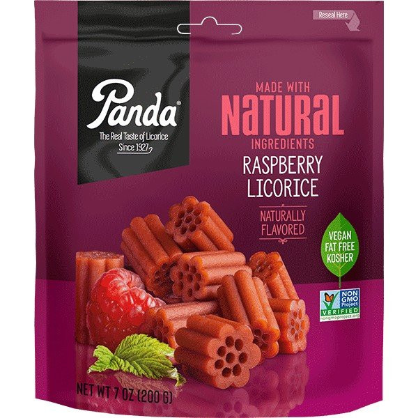 Panda Licorice Raspberry Licorice Chews 7 унций (200 г) пакет