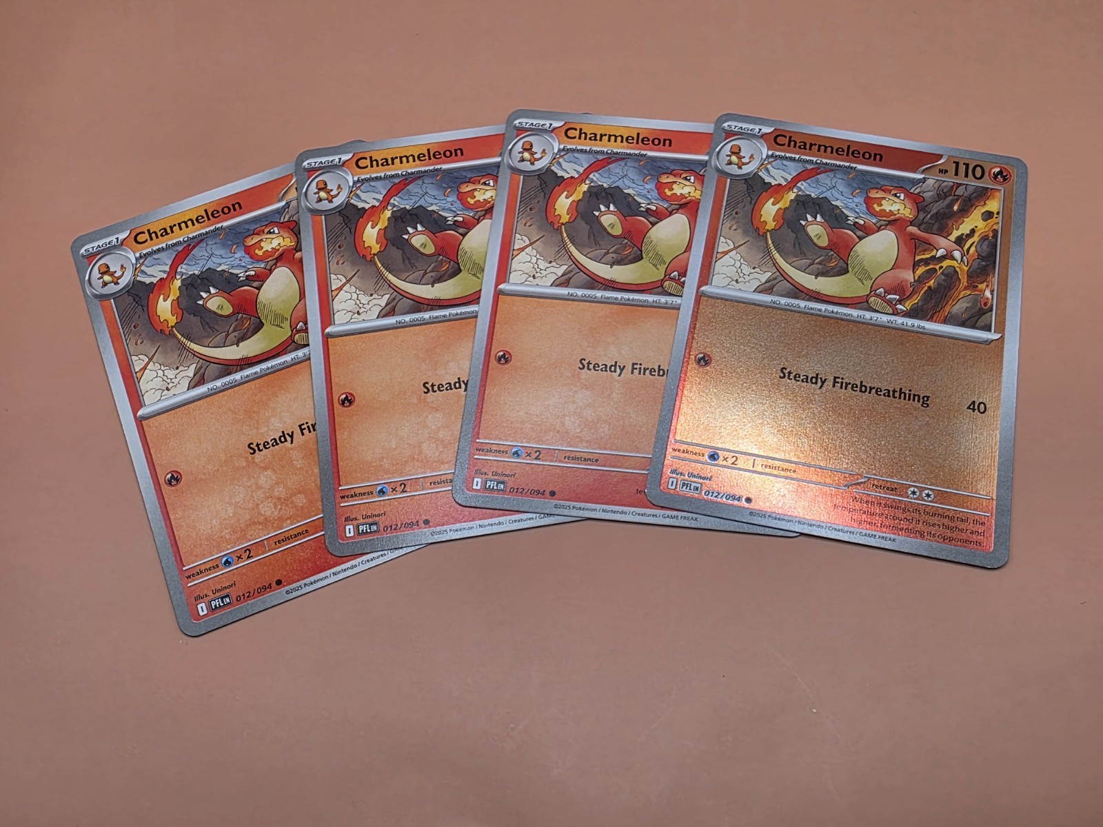 4x Charmeleon - 012/094 - ME02: Phantasmal Flames Pokemon Playset x4
