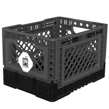 Heavy Duty Collapsible & Stackable Plastic Milk Crate - Snap Lock Foldable In...