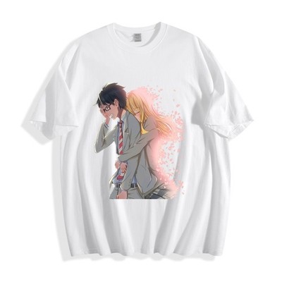 Your Lie in April Arima Kousei & Kaori Miyazono Cherry Blossom Hug T-Shirt