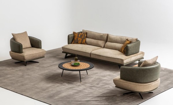 Wohnzimmer Modern Sofa Set Designer Couch Garnitur Polster 3-Sitzer 2X Sessel-image