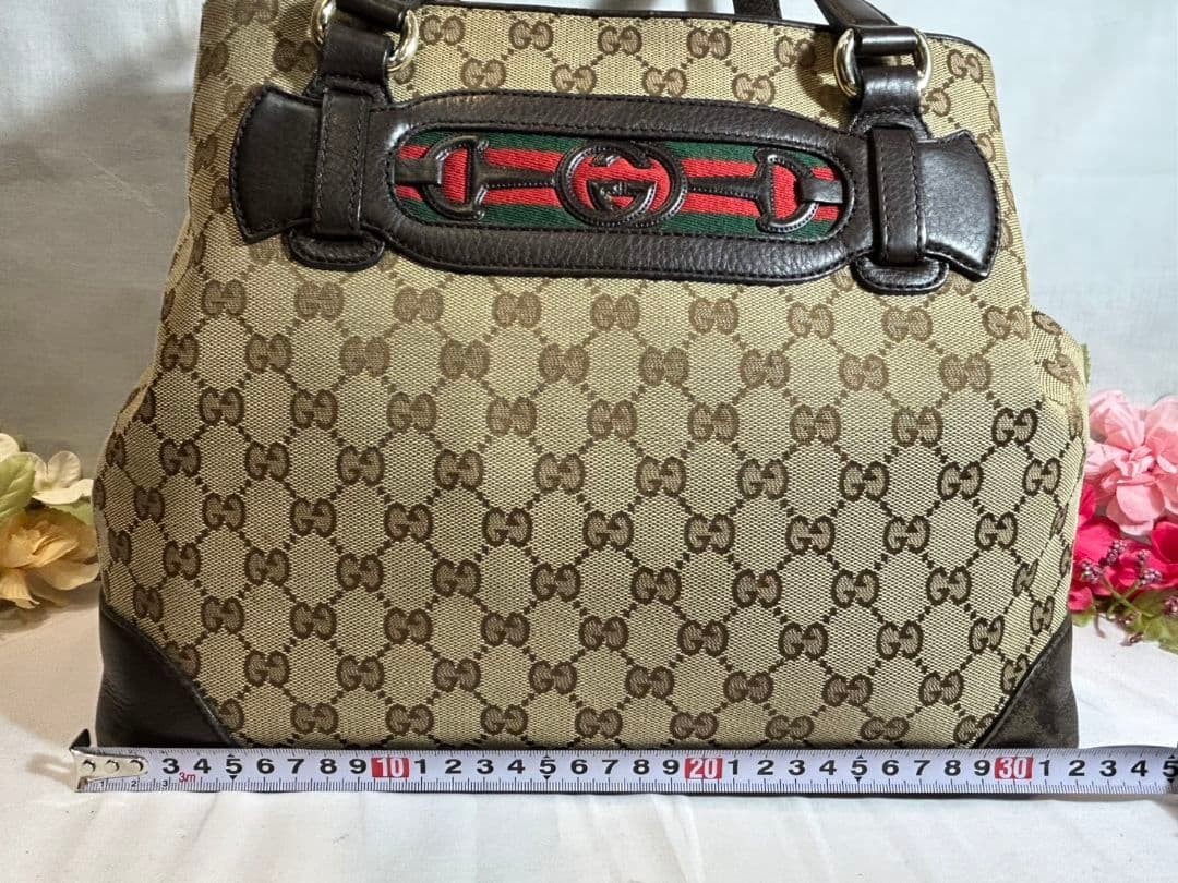 GUCCI GG Canvas Horsebit Tote Bag Women's Vintage Size 33cm Excellent thumbnail 18