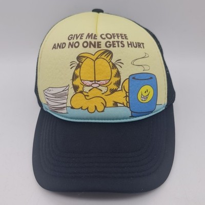 Garfield Trucker Hat  Give Me Coffee And No One Gets Hurt  Vintage Style Rare
