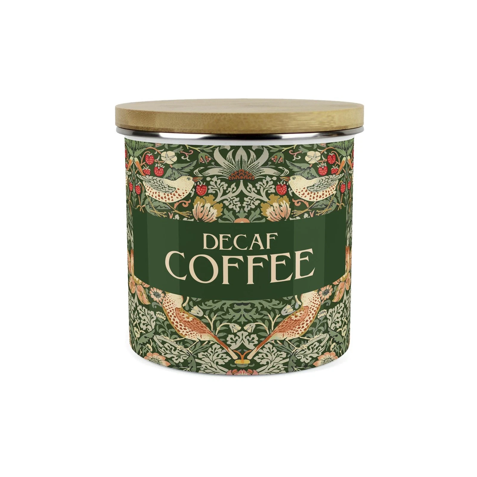 Green Strawberry Thief Decaf Coffee Canister - William Morris Kitchen Storage