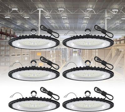 6 Pack UFO LED High Bay Light 200W, 21000 LM, 5000K with 5Ft Power Cord, US Plug