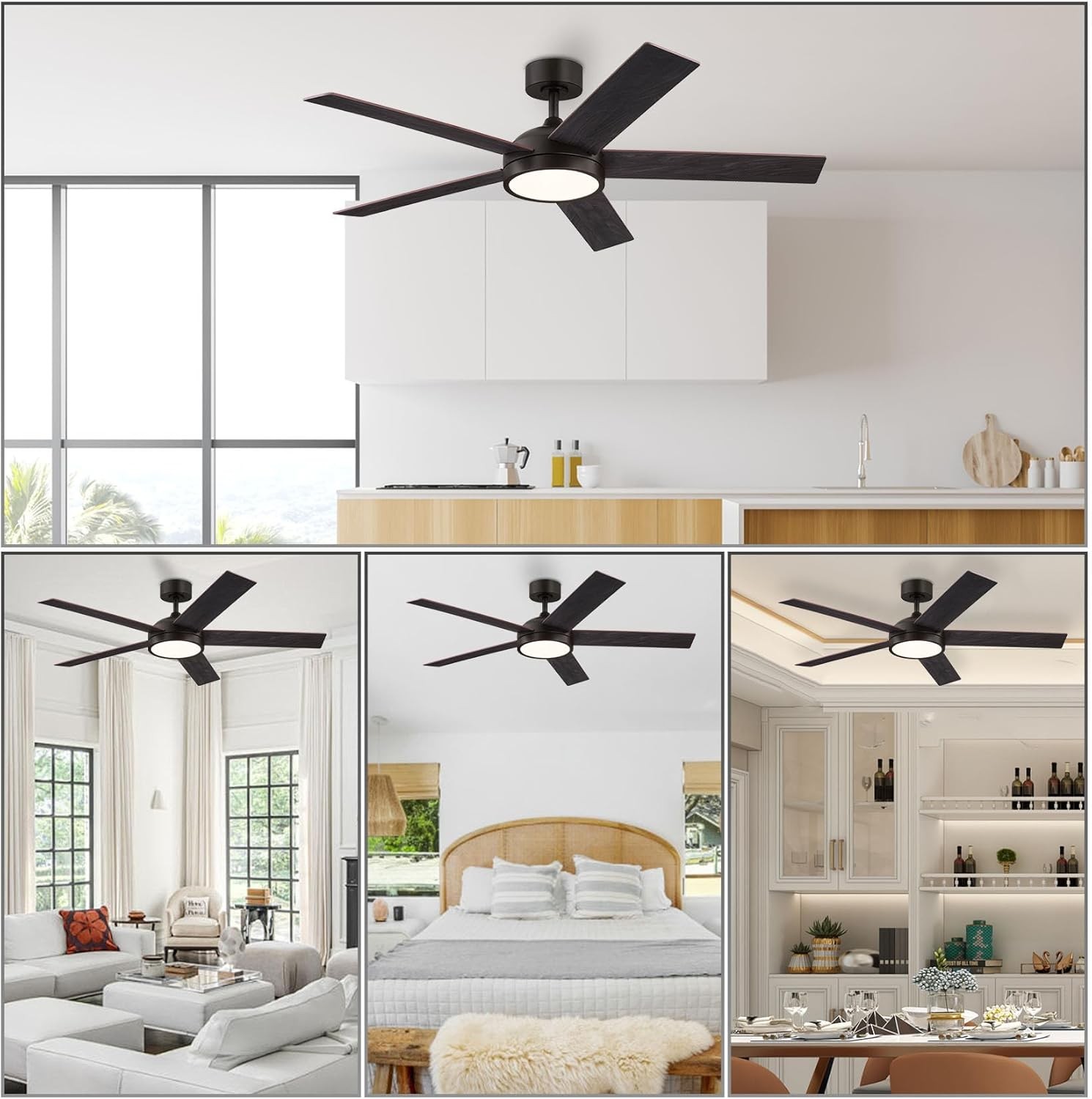 54 Inch Ceiling Fan with Light and 54 Oil Rubbed Bronze, Bronze 