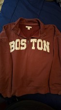 A ropostale Women s XL Burgundy Boston Graphic Logo Fleece Pullover Sweatshirt
