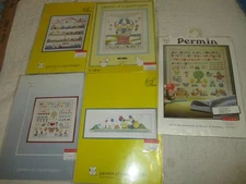 Lot of 5 Permin of Copenhagen Cross Stitch Charts Danish Art Needlework Unused