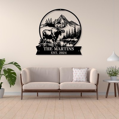 Moose Metal Sign, Moose Wall Art, Rustic Moose Decor Home, Nature Inspired Cabin