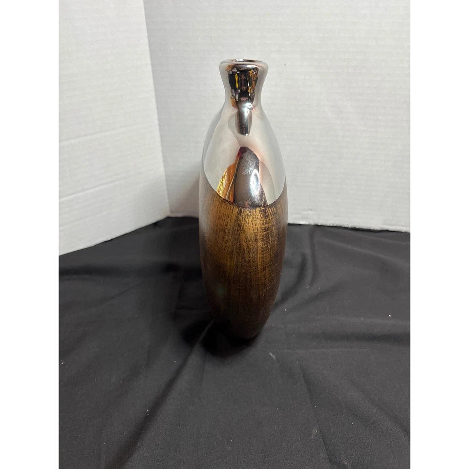 Jarrón Decorativo Plata y Oro Elegante Redondo Decoración del Hogar Acento Pieza Foto 4 de 4