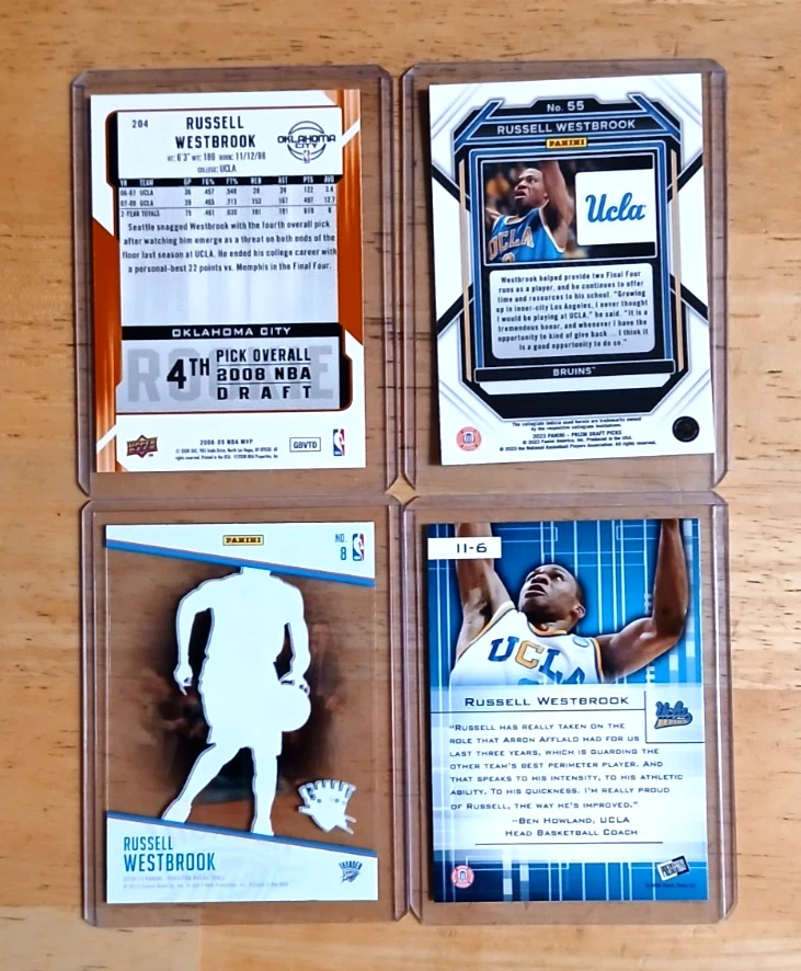Russell Westbrook Kings LOTE (4) 2008 UP Rookie MVP/PRESSPASS Rookie/Clear/Prizm - Imagem 2 de 2