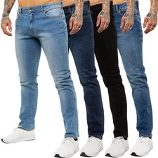Kruze Jeans Mens Straight Leg Regular Fit Stretch Denim Trouser Pants UK Sizes