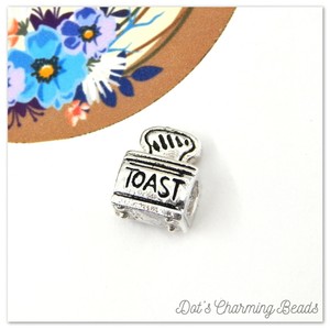 TOAST-European-Bead-Charm-Silver-Plated-Toaster-Food