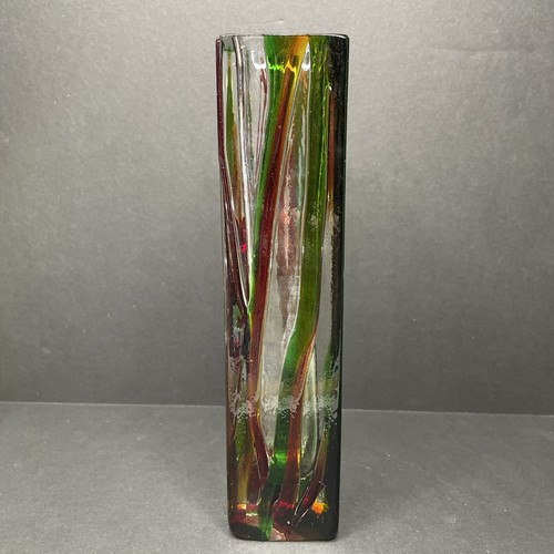 Due Zeta Venitian Murano Colorful Thick Glass Vase Italy Square Textured Stripes