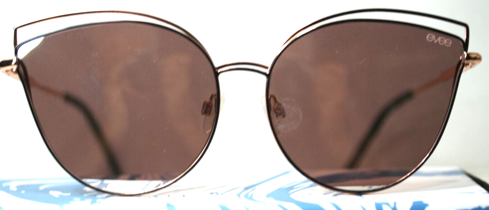 EVEE Cat Eye Sunglasses Women Rose Gold Frame Pink Lenses-image