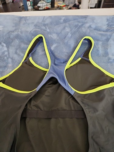 ATTRACO Swimsuit Women's One Piece/Colorblock UPF 50+ Black/Navy/Neon Size XL - Picture 8 of 9