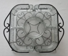 Fantasia Princess House Chip And Dip Veggie Cheese Server With Metal Caddy